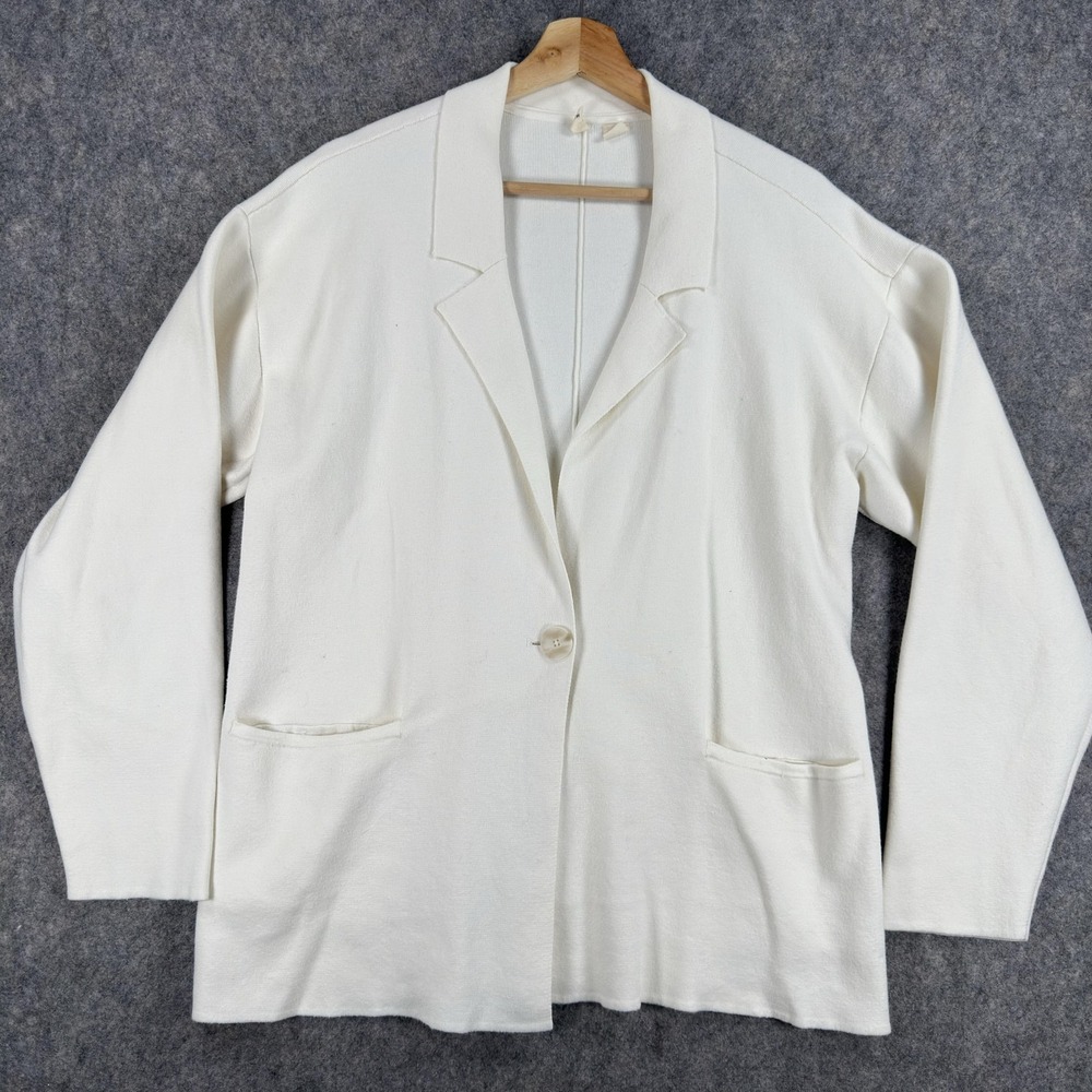 Moth Cardigan Sweater Womens Small White Knit Blazer Pockets Anthropologie